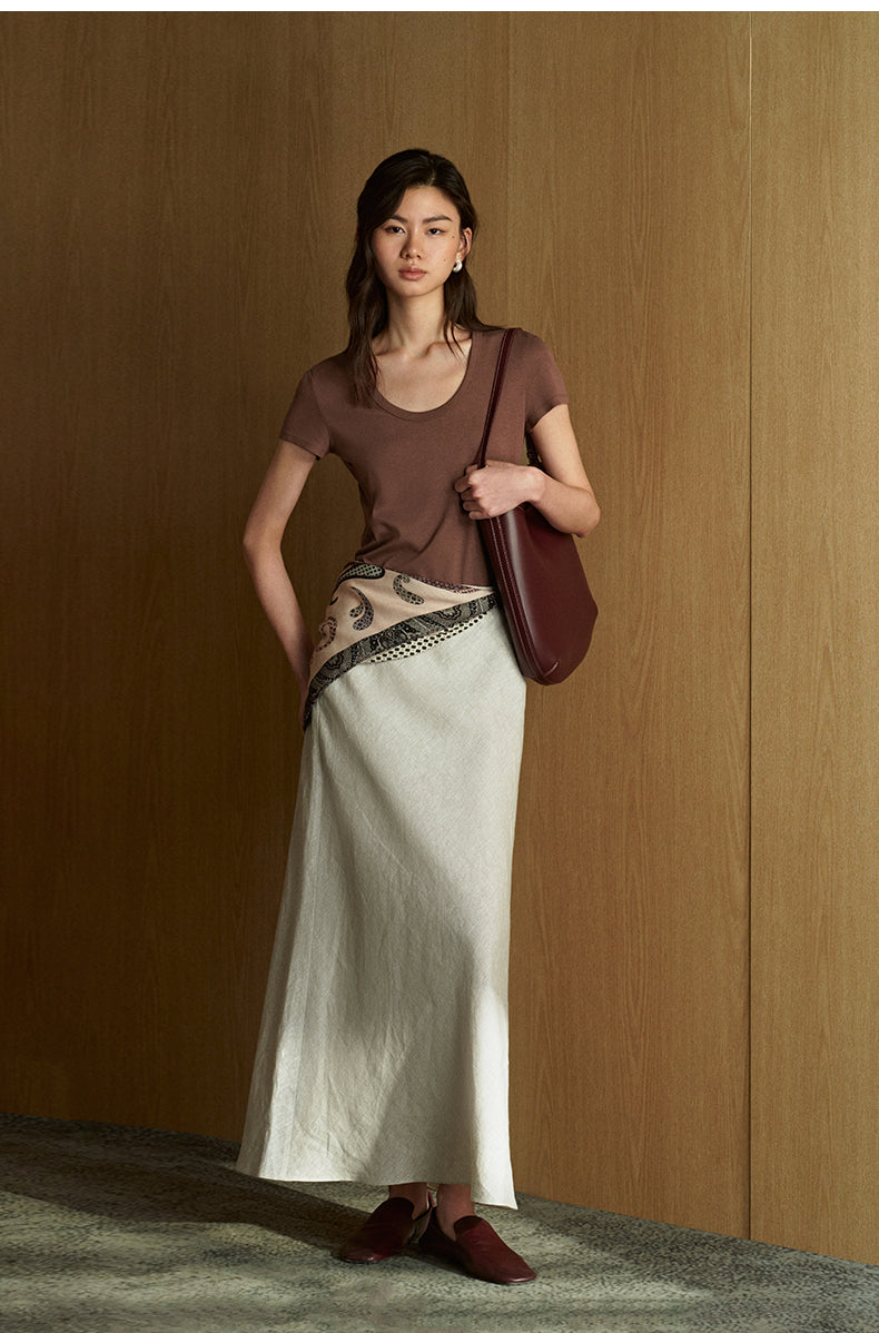 Metallic Linen Bias-Cut Skirt in Luminous Silver, look 2