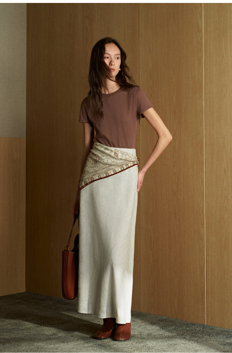 Metallic Linen Bias-Cut Skirt in Luminous Silver, look 3