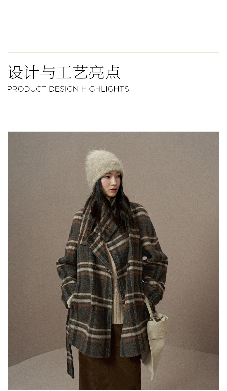 ZZ2EWWW9028 Checked Double-Face Wool Coat