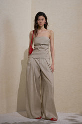 ZZ2FMWDY013 Printed Linen Bandeau Top