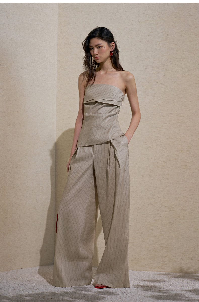 ZZ2FMWDY013 Printed Linen Bandeau Top