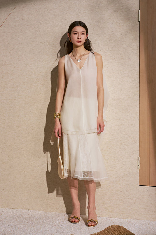 Draped Back Blouse in Rice White