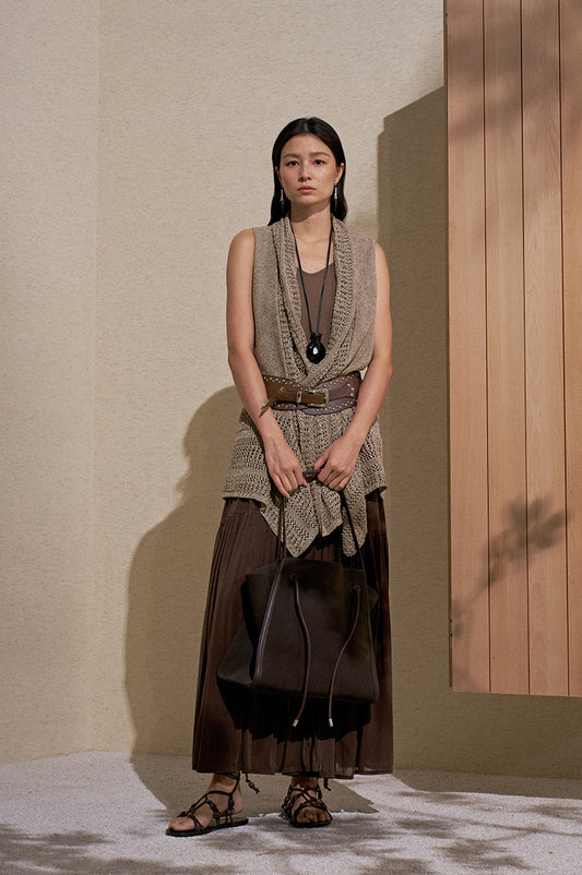 Longline Linen Knit Vest