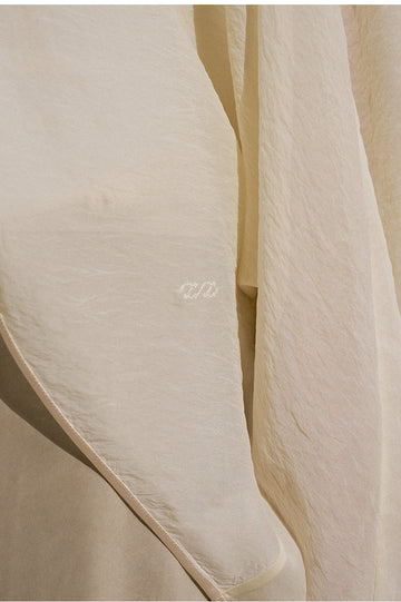 Draped Cupro Cropped Jacket in Creamy Rice White