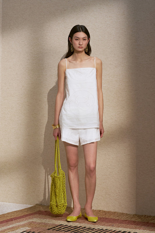 Logo Embroidered Cami in Ivory White
