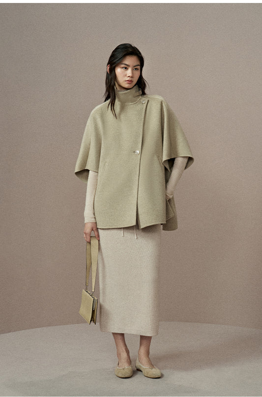 Dianjiang Chun Wool Cape in Double-Face Wool Cape