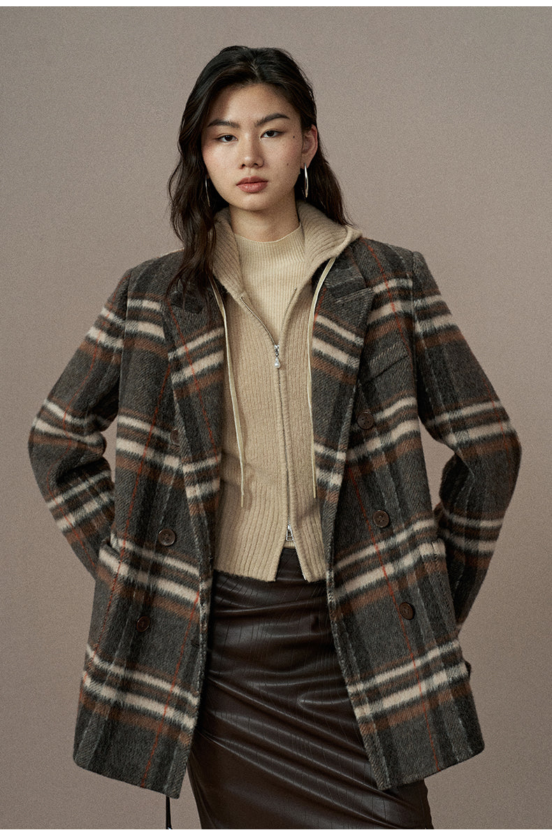 ZZ2EWWWQ147 Checked Double-Face Wool Blazer