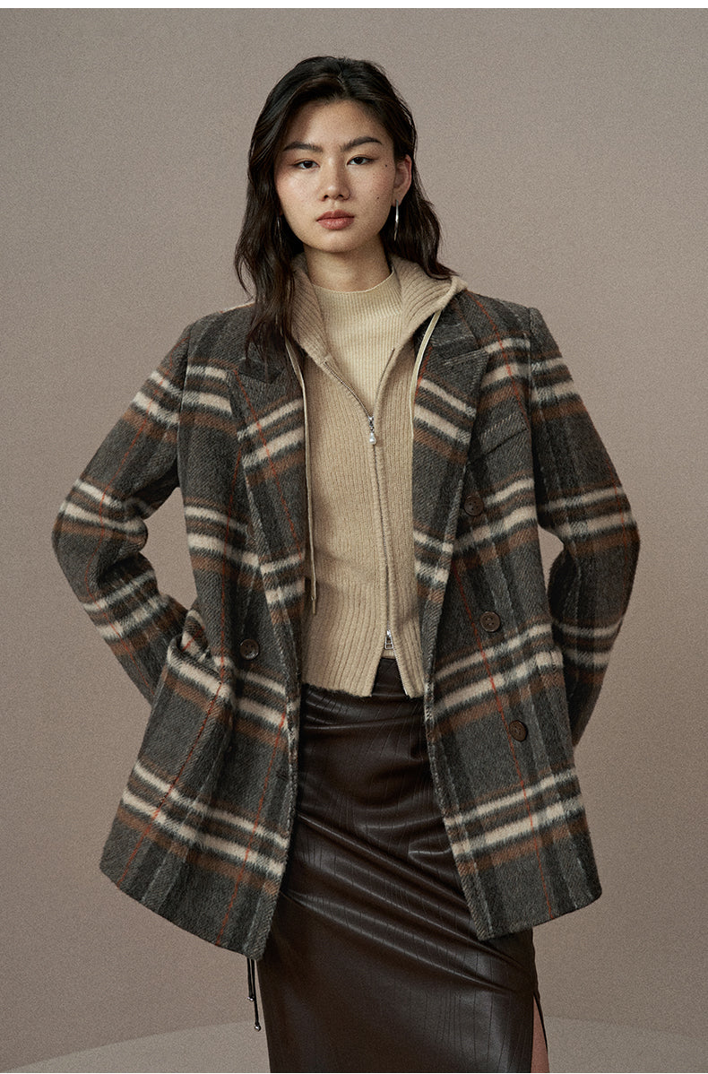 ZZ2EWWWQ147 Checked Double-Face Wool Blazer