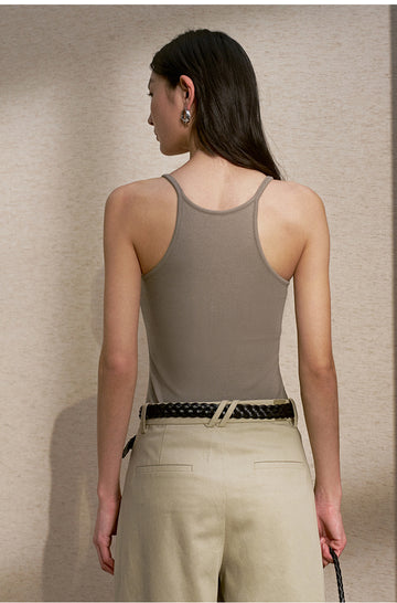 Ribbed Cotton Cami Top in Cumulus Grey