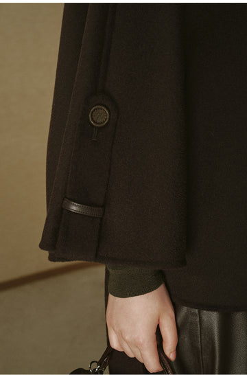 Belted Wool Cape Coat - Ink Black - view 7