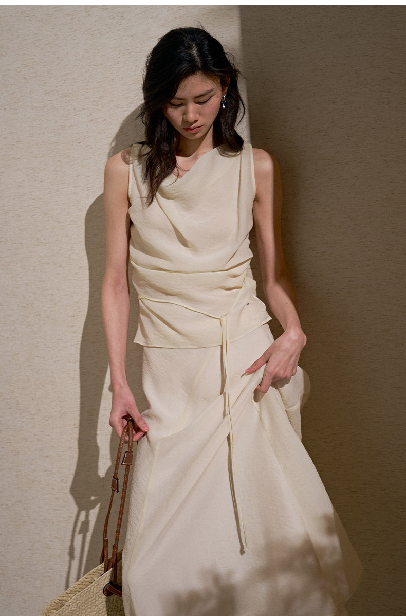 ZZ2FMWBC015 Draped Cupro A-Line Skirt