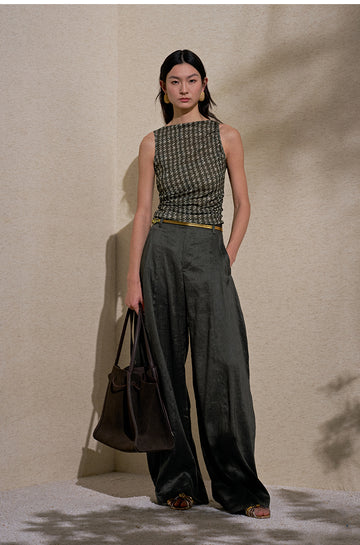ZHIZHI Straight Neck Moth Yarn Sleeveless Vest