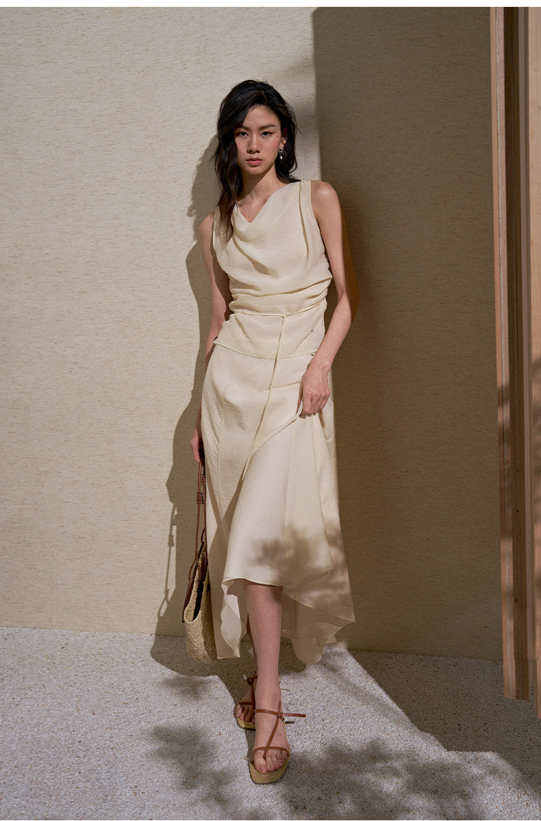 ZZ2FMWCC011 Draped Cupro Tie Top