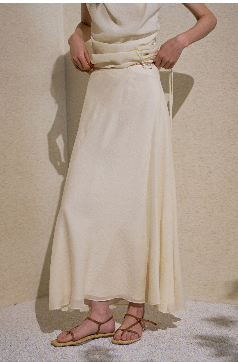 ZZ2FMWBC015 Draped Cupro A-Line Skirt