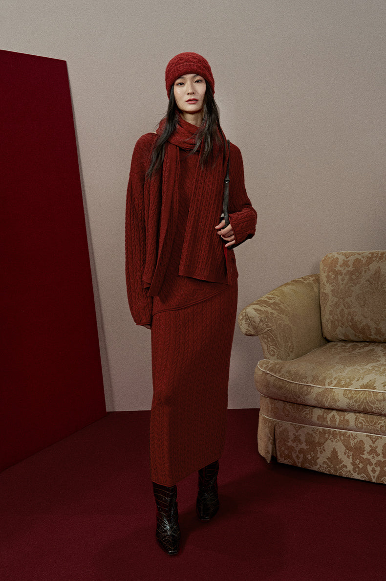 ZZ2EWKZN132 Cable Cashmere Wool Sweater