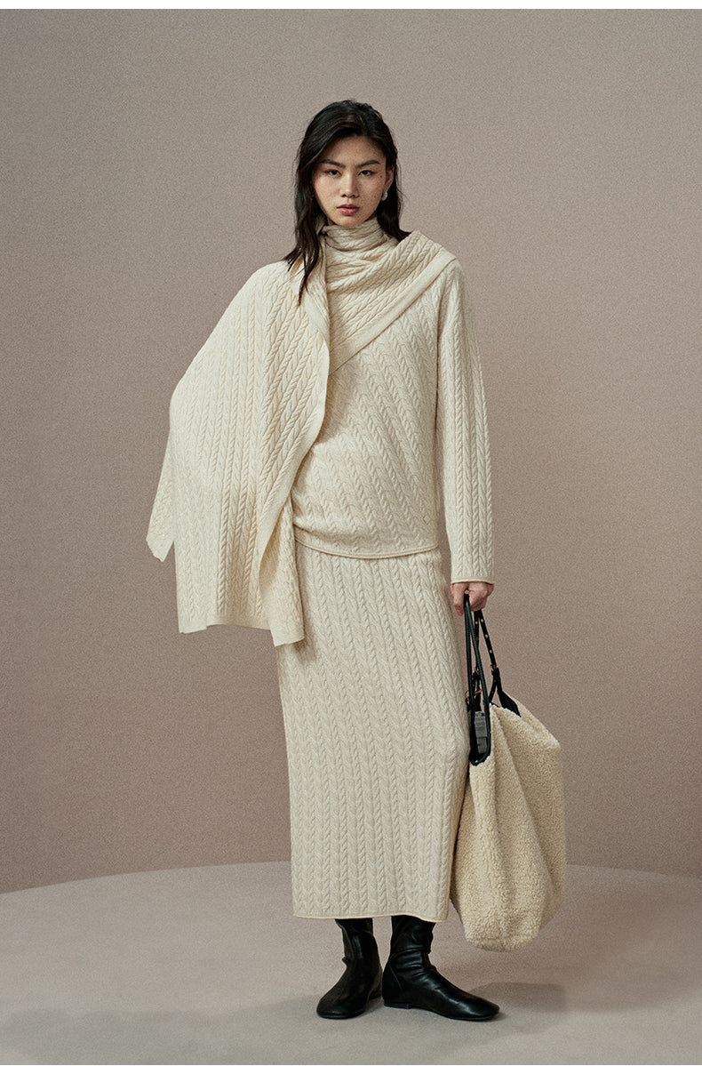 ZZ2EWKZN132 Cable Cashmere Wool Sweater