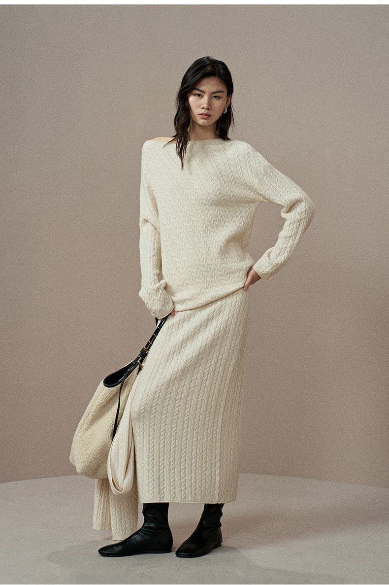 ZZ2EWKZN132 Cable Cashmere Wool Sweater