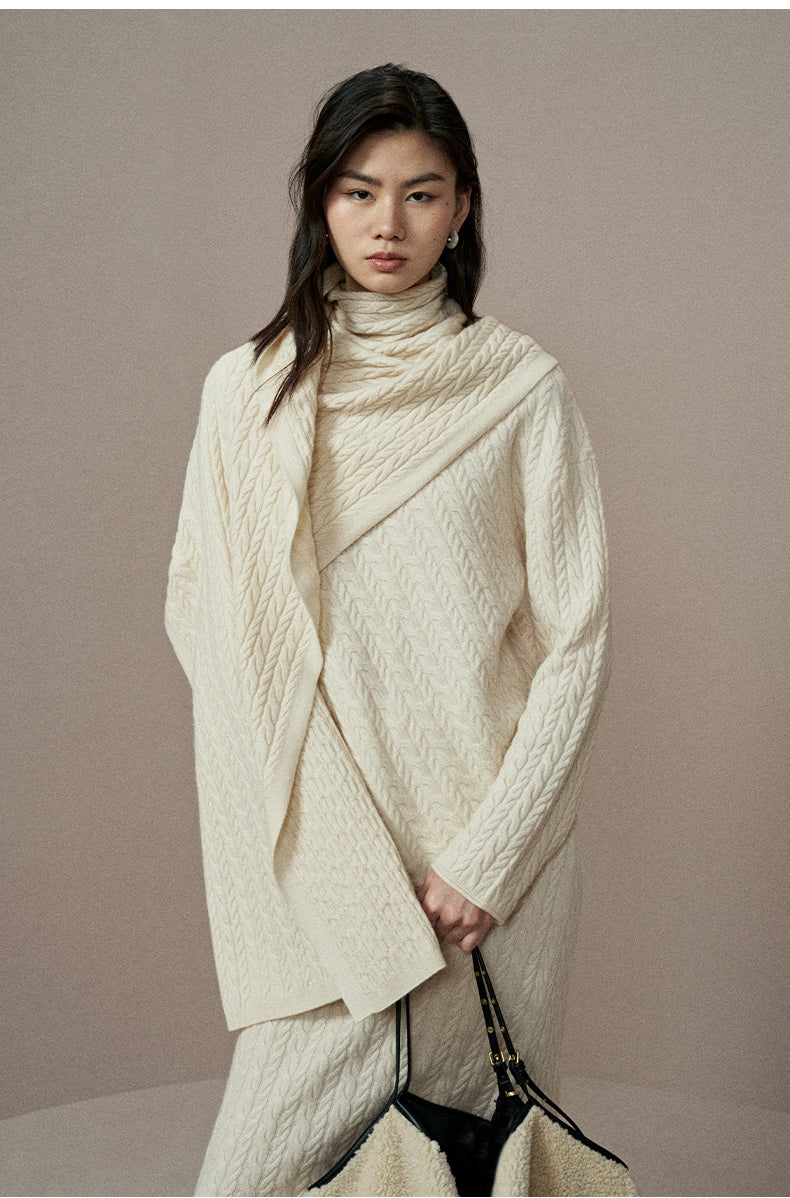ZZ2EWKZN132 Cable Cashmere Wool Sweater