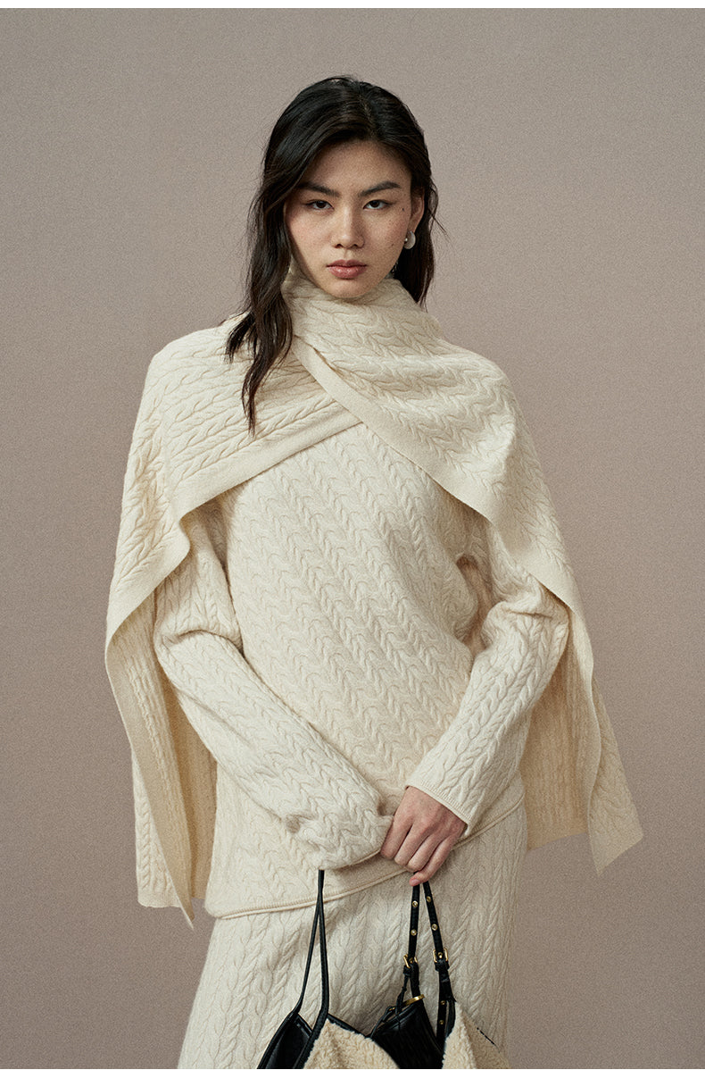 ZZ2EWKZN132 Cable Cashmere Wool Sweater