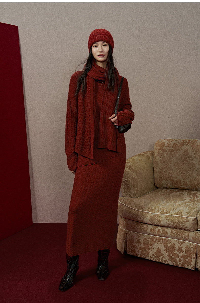 ZZ2EWKZN132 Cable Cashmere Wool Sweater