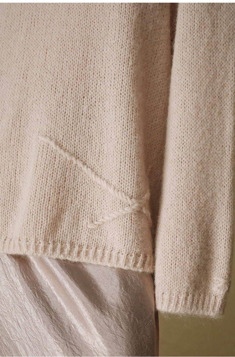 Alpaca-Blend Floral Knit Sweater - Light Apricot Pink - view 4