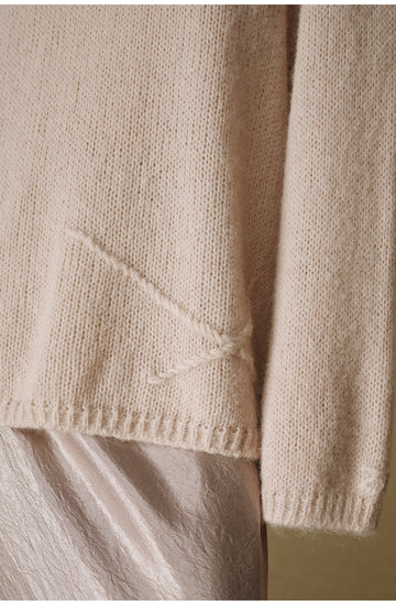 Alpaca-Blend Floral Knit Sweater - Light Apricot Pink - view 4