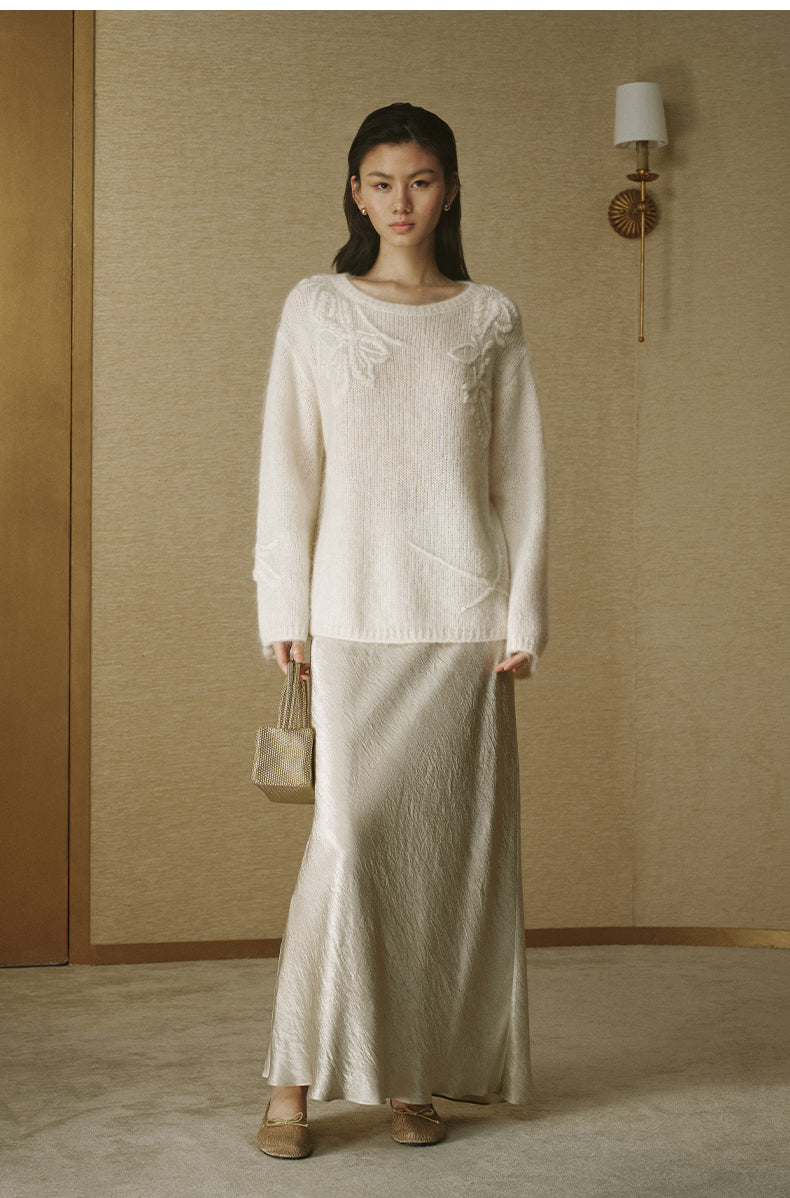 Alpaca-Blend Floral Knit Sweater - Ivory White - view 2