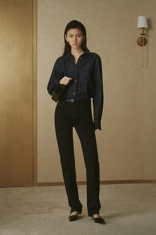 Ankle-Zip Slim Black Jeans - Ink Black - view 1