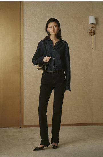 Ankle-Zip Slim Black Jeans - Ink Black - view 2