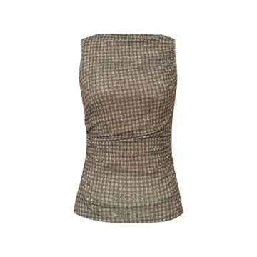 ZHIZHI Straight Neck Moth Yarn Sleeveless Vest