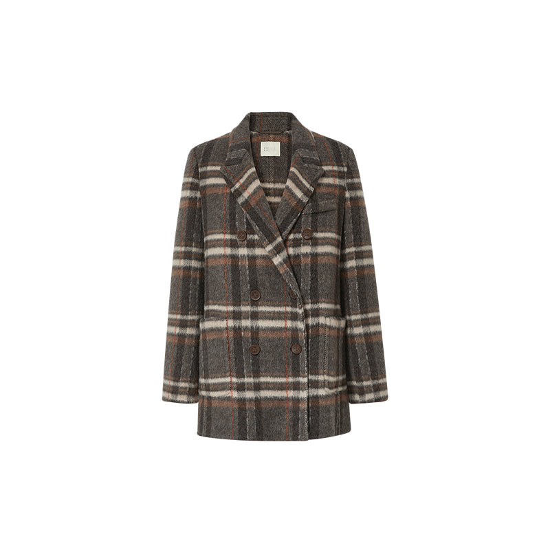 ZZ2EWWWQ147 Checked Double-Face Wool Blazer