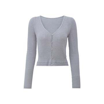 Ribbed Knit Cardigan flat view