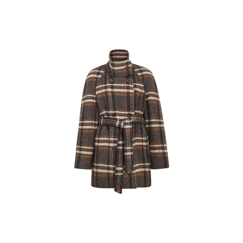ZZ2EWWW9028 Checked Double-Face Wool Coat
