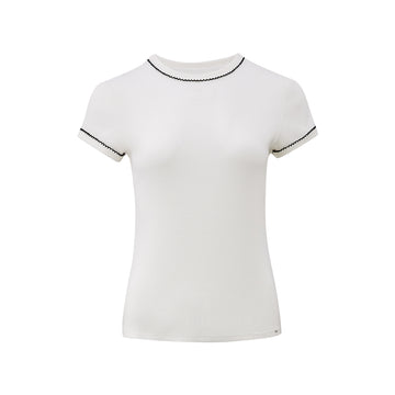 Ribbed Lace Trim Tee flat view