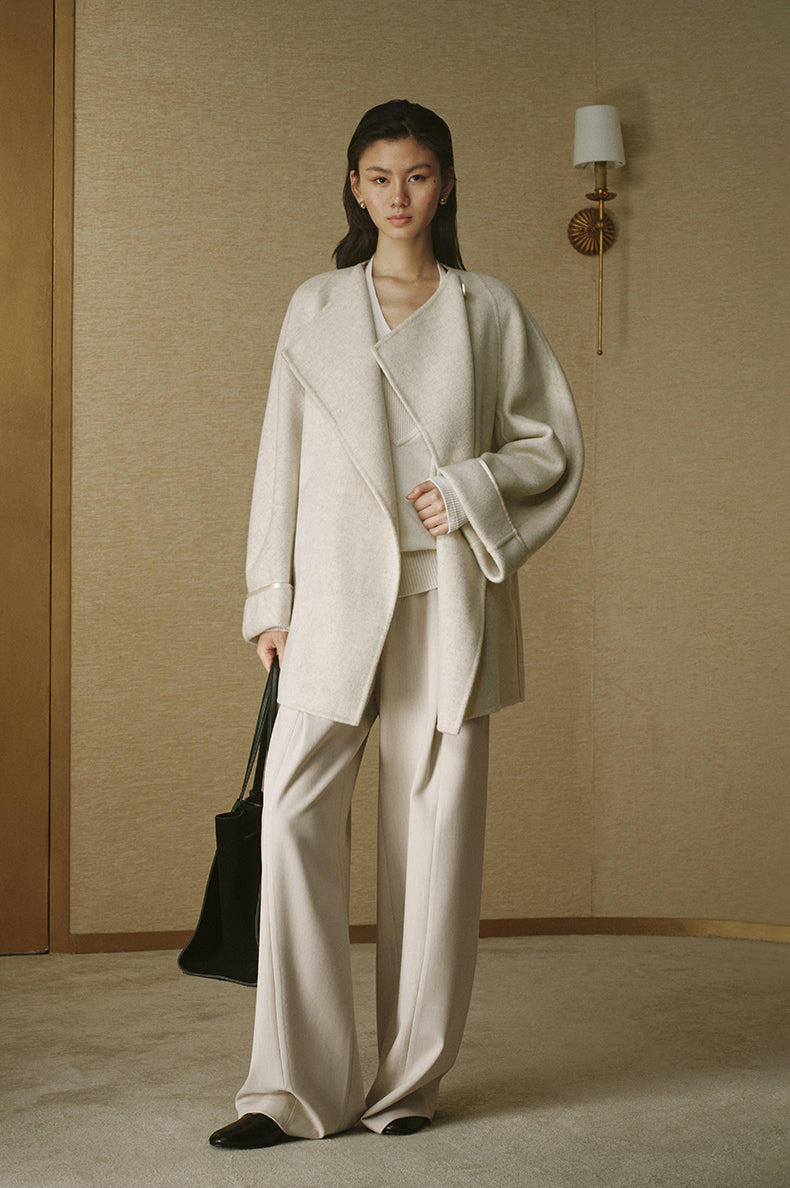 Belted Double-Face Wool Coat - Natural White - view 1
