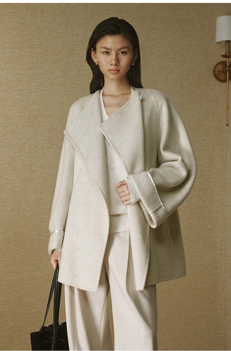 Belted Double-Face Wool Coat - Natural White - view 3