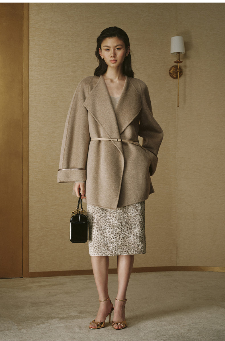 Belted Double-Face Wool Coat - Oat Latte - view 2