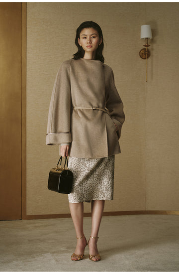 Belted Double-Face Wool Coat - Oat Latte - view 4