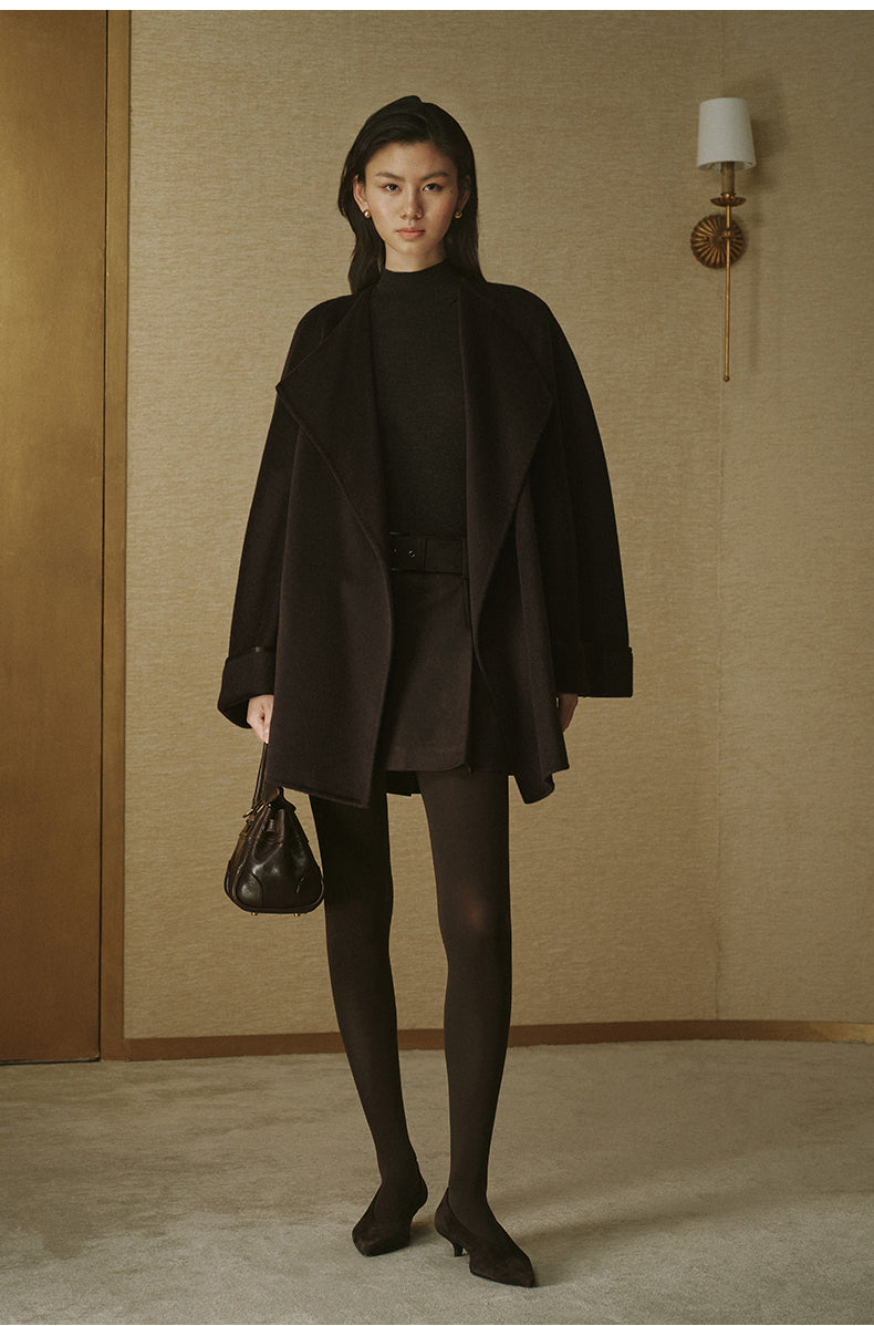 Belted Double-Face Wool Coat - Sandalwood Brown - view 1