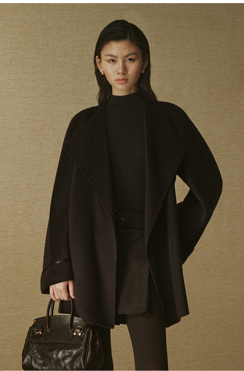 Belted Double-Face Wool Coat - Sandalwood Brown - view 4