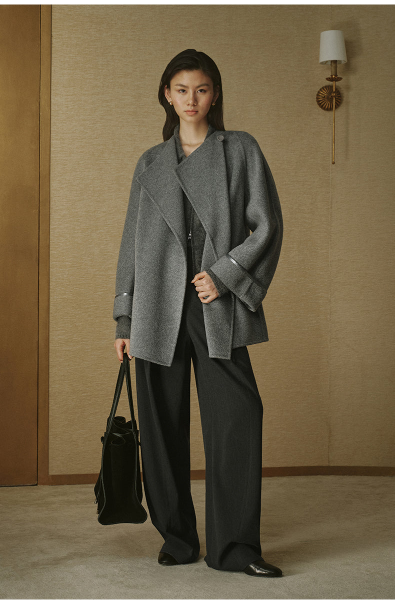 Belted Double-Face Wool Coat - Smoke Grey - view 1