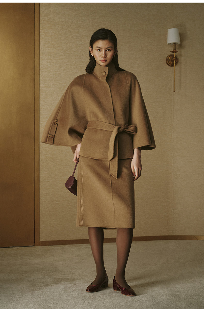 Belted Wool Cape Coat - Classic Camel - view 2