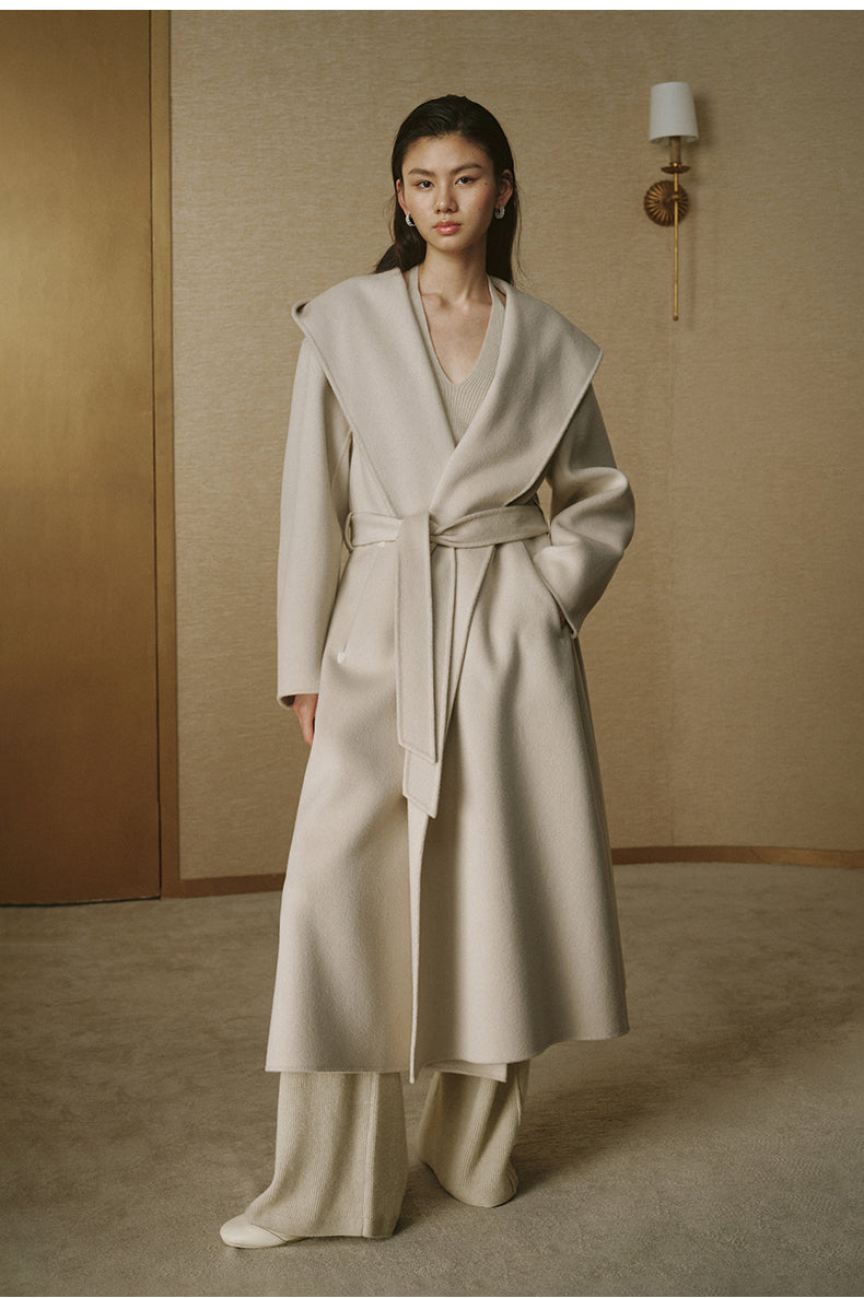 Cashmere-Blend Hooded Maxi Coat - Cloud White - view 2