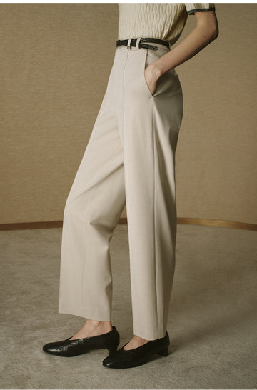 Cropped Tailored Cigarette Trousers - Cloud Beige - view 5