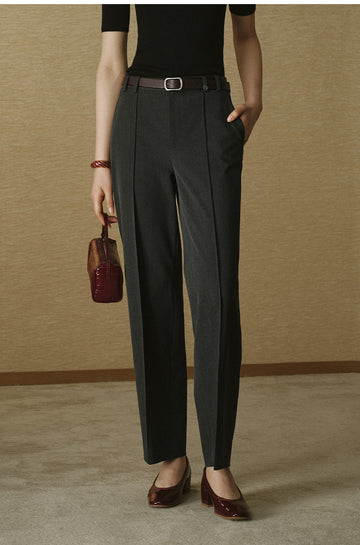 Cropped Tailored Cigarette Trousers - Deep Heather Grey - view 4