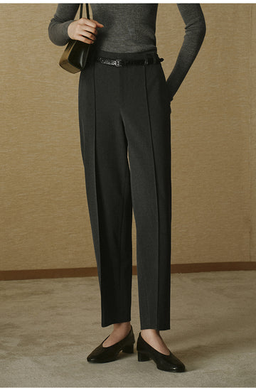 Cropped Tailored Cigarette Trousers - Deep Heather Grey - view 5