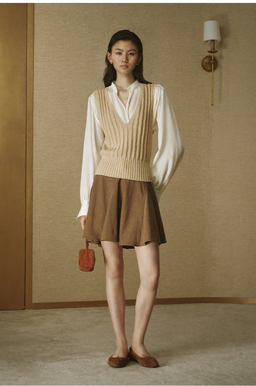 Cross-Front Cinched Shirt - Ivory White - view 4