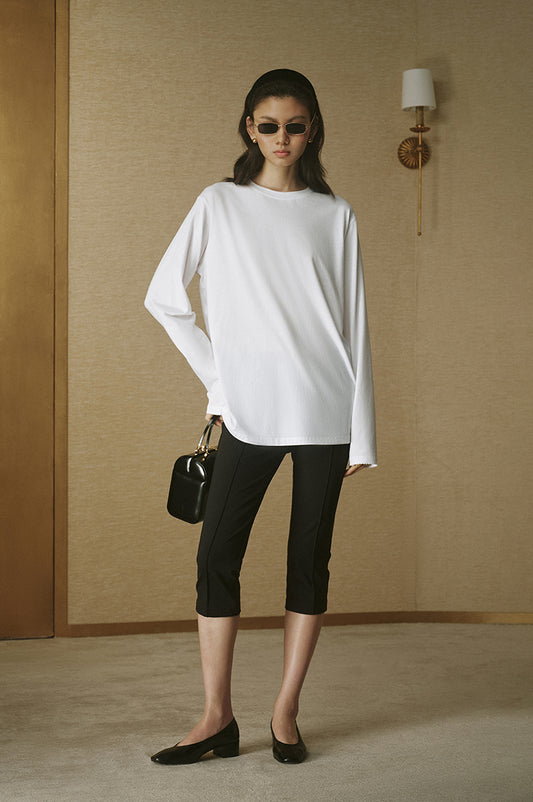 Essential Cotton Long-Sleeve Tee - Cloud White - view 1