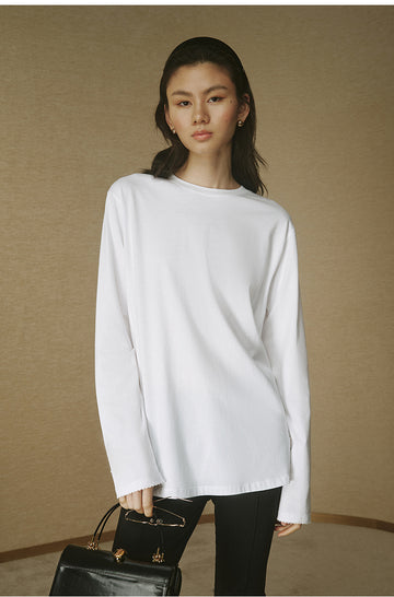 Essential Cotton Long-Sleeve Tee - Cloud White - view 3