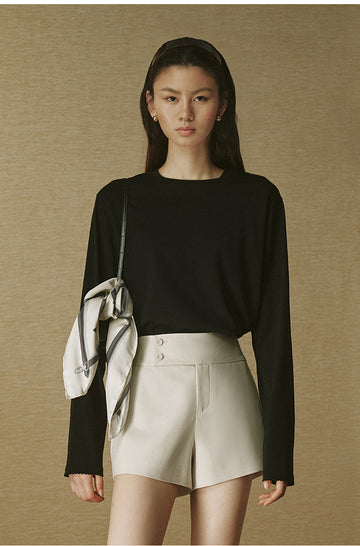Essential Cotton Long-Sleeve Tee - Ink Black - view 3